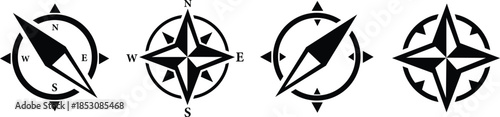 directional compass points N S W E icon set vector. North, south, west, east navigation arrow symbol vector