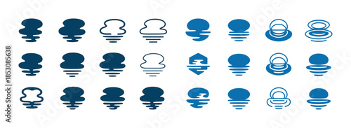 Abstract blue and white fluid shapes patterns collection