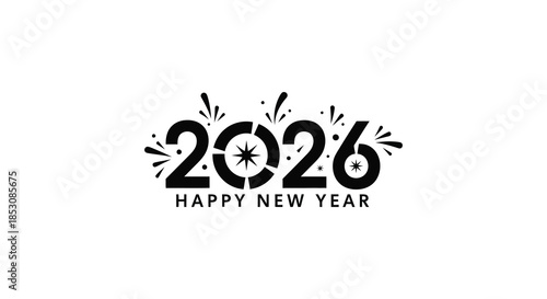 Celebratory new year design featuring the year 2026 with sparkling elements silhouette