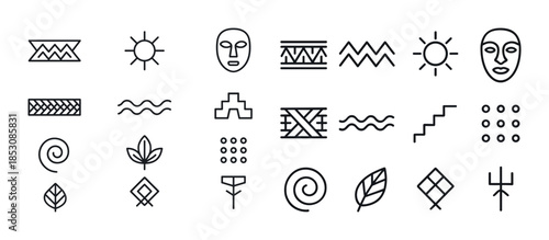 Collection of simple geometric shapes and nature-inspired icons
