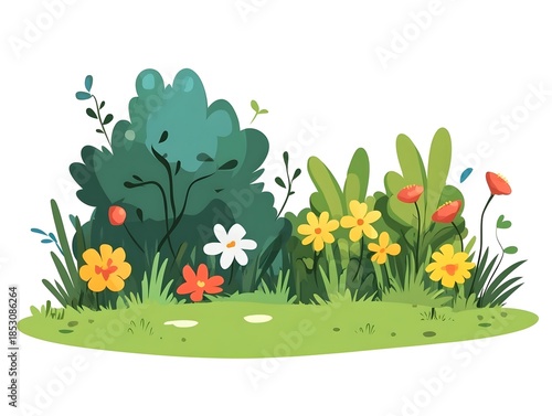 Vibrant floral arrangement in nature garden scene digital illustration peaceful setting