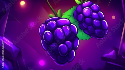 Fresh purple grapes botanical garden digital art vibrant close-up nature's beauty