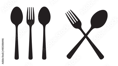 Cutlery Silhouettes in Simple Modern Design with Black Color on White Background for Restaurant Menu