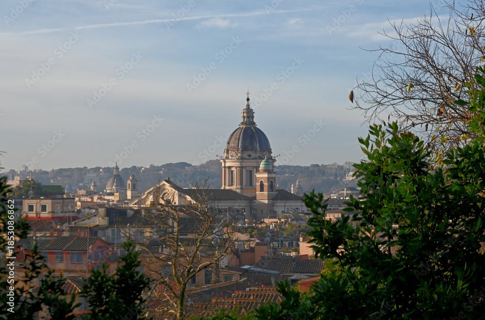 Fototapeta premium Overlooking the eternal city of Rome Italy on a fall day.