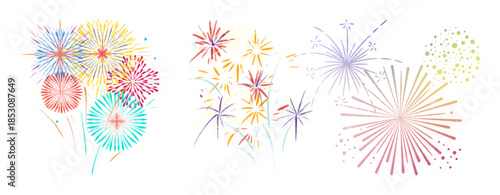 set of multi colours sky shot fire works 