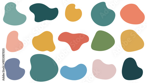 Set of Organic Fluid Abstract Shapes in Modern Earthy Color Palette Vector