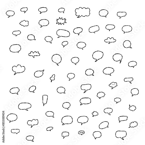 Set of Hand-drawn Speech and Thought Bubbles
