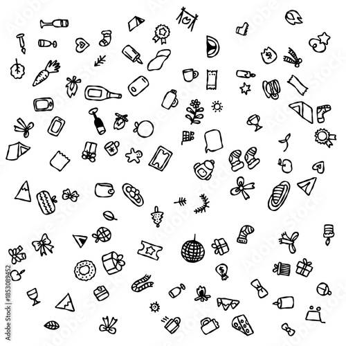 Collection of Doodle Icons on White Background