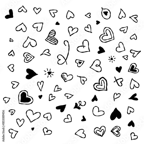 Hand-Drawn Doodle Hearts Pattern