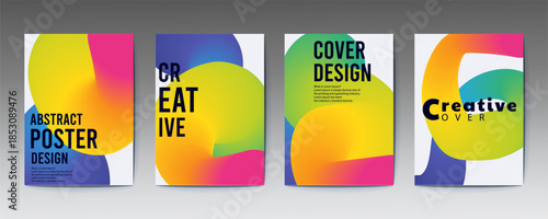 Colorful abstract poster designs with vibrant shapes and modern style