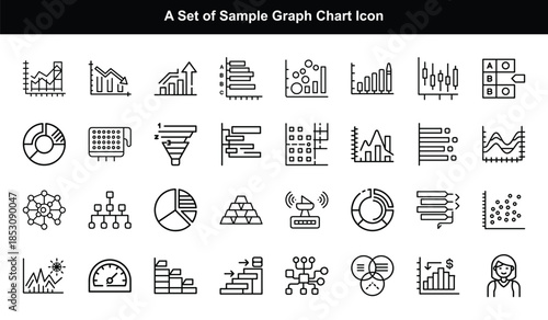 Graph and chart icons set data analytics