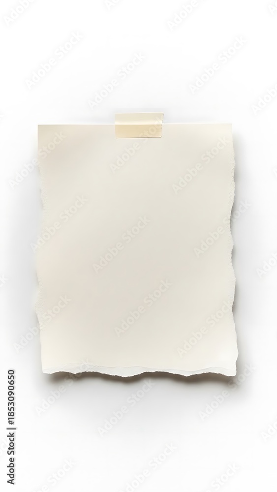 Fototapeta premium Torn Paper Note with Tape on White Background