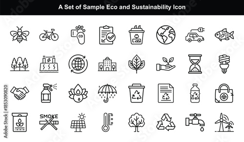Eco and Sustainability Line Icons Collection vector