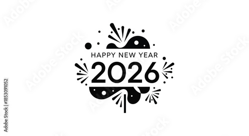 Festive new year celebration with fireworks and floral elements a striking silhouette