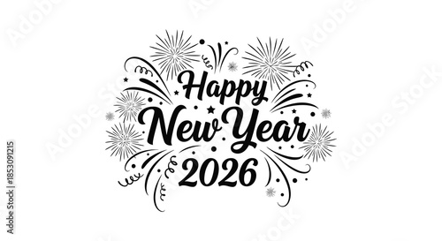 Festive new year celebration design with fireworks and calligraphy a beautiful silhouette