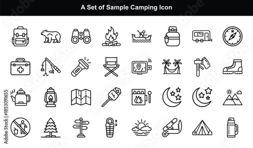 Camping Icon Set outdoors nature