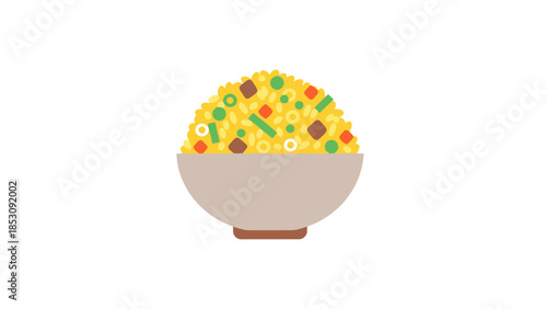 Simple Bowl of Fried Rice with Mixed Vegetables and Protein