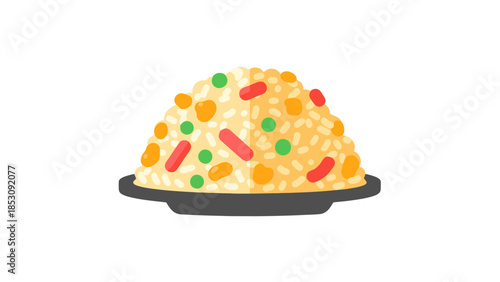 Fluffy Rice Pilaf with Colorful Vegetables on a Dark Plate