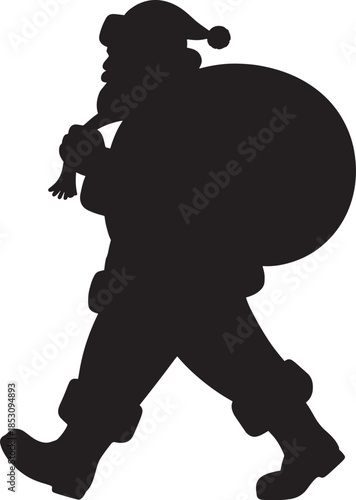 Santa Claus walking with sack