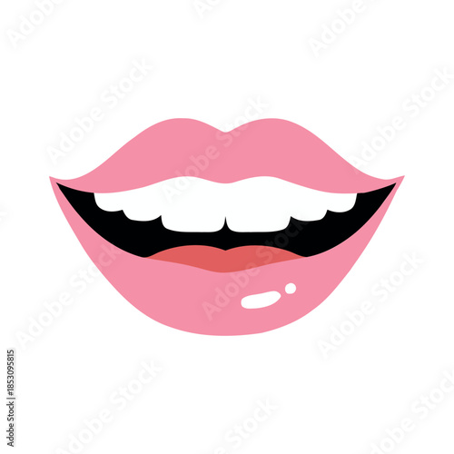 Illustration of soft pink lips with a playful smile, evoking joy and positivity. Ideal for fun, casual beauty, and wellness-themed projects.