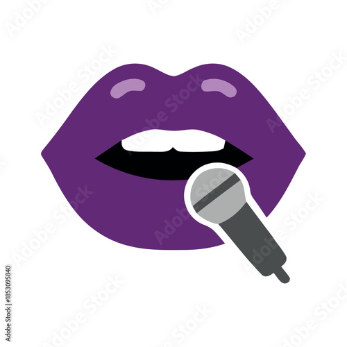 Purple lips with a microphone, symbolizing music, performance, and artistic expression. Ideal for projects in music, entertainment, and vocal art.