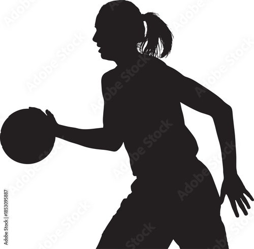 Woman playing basketball silhouette