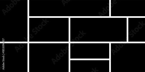 Empty photo collage template of 14 parts. Frames for photo. Collage concept. Vector Illustration.Art & Illustration