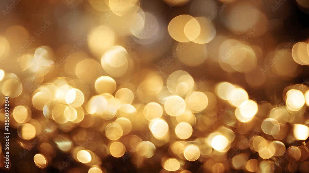 Fototapeta premium Golden Bokeh Lights Abstract Background Festive Celebration.