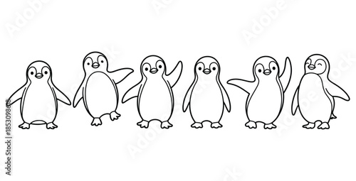 Adorable penguin cartoon character vector logo with simple doodle style, ideal for baby products, kids’ websites, educational content, and fun graphic illustrations.