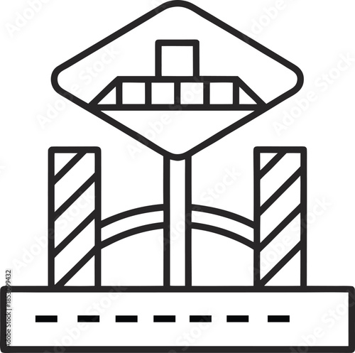 International boundary and immigration checkpoint sign icon
