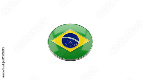 Free Download Brazil flag round shiny badge pin - GFXLoad