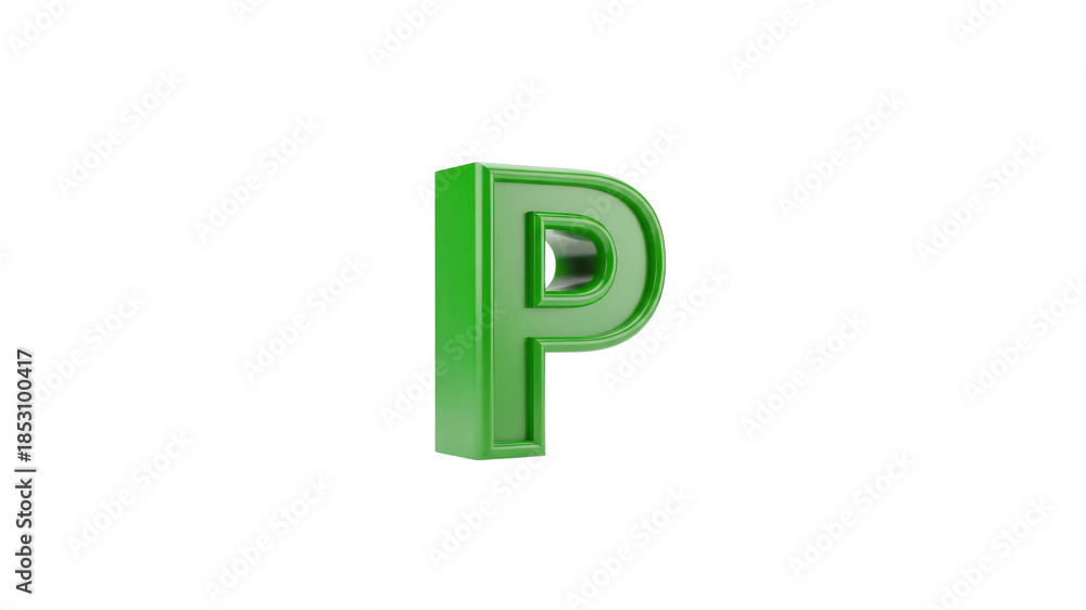 Fototapeta premium Green letter P on Transparent Background