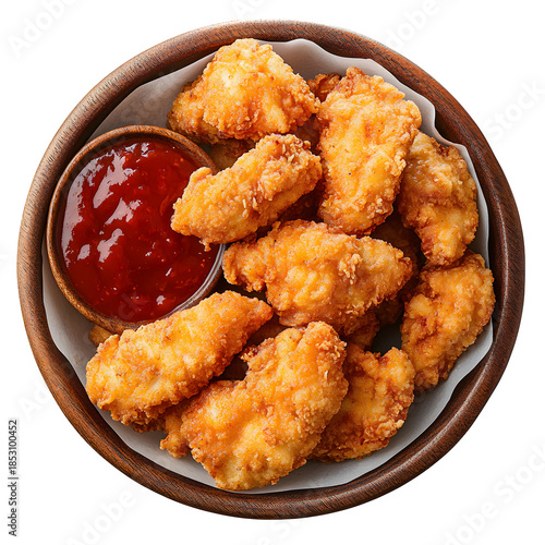 Crispy Chicken Nuggets with Dipping Sauce isolated on transparent background 