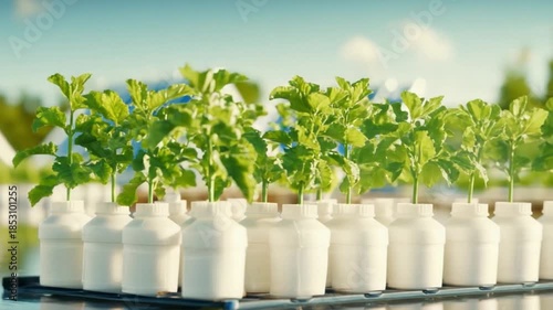 Wallpaper Mural Nurturing Sprouts: Young plants flourishing in an innovative and sustainable cultivation method, embodying the essence of growth and progress. Torontodigital.ca