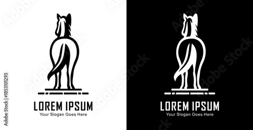 Horse logo design with back view