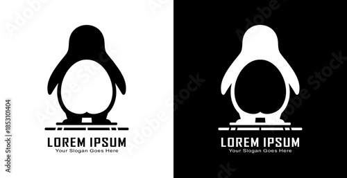 Penguin logo design with back view