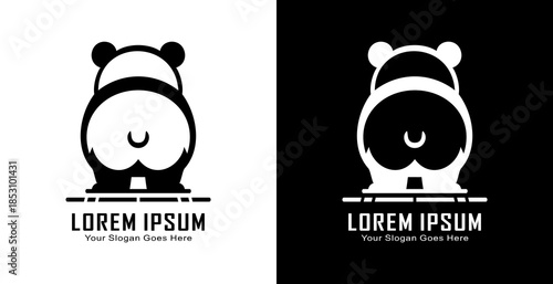 Panda logo design with back view
