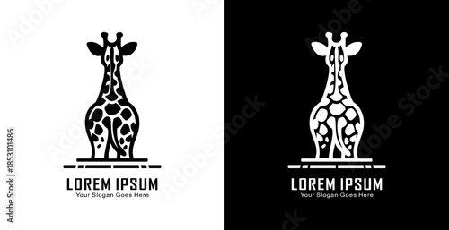 Giraffe logo design with back view