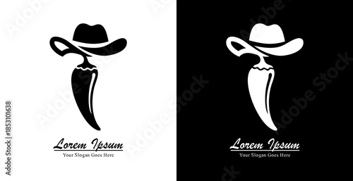 Chili pepper logo design combined with a cowboy hat