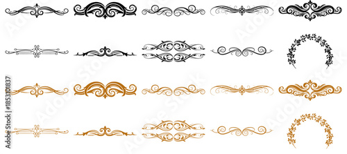 Elegant ornamental dividers and decorative flourishes set in vintage style vector