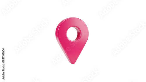 Pink map pointer icon on Transparent Background