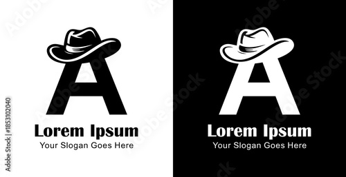 Letter A logo design combined with a cowboy hat