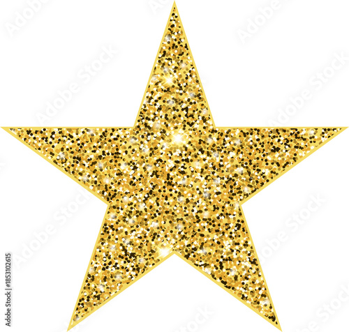 Shiny gold glitter star isolated. Golden Christmas ornament decoration vector illustration