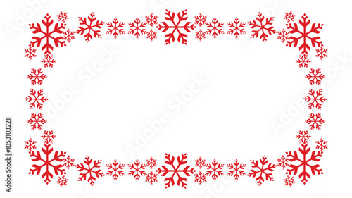 Festive Red Snowflake Ornament Border for Holiday Greeting Cards
