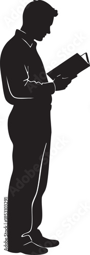 Man reading book silhouette