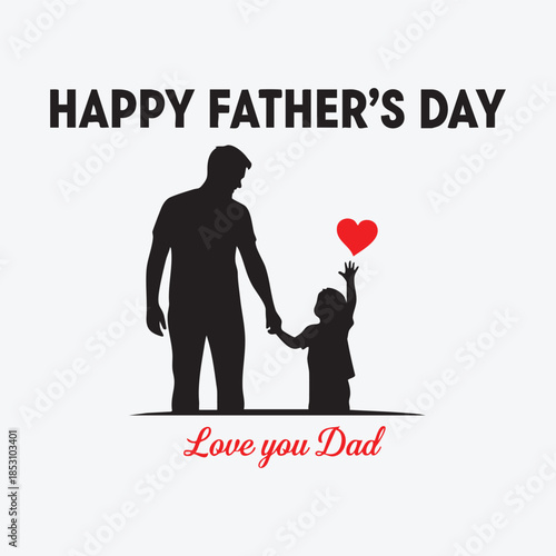 Father's Day Card with Silhouette and Heart