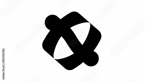 Abstract, modern black and white symbol representing connection and unity against a clean background.