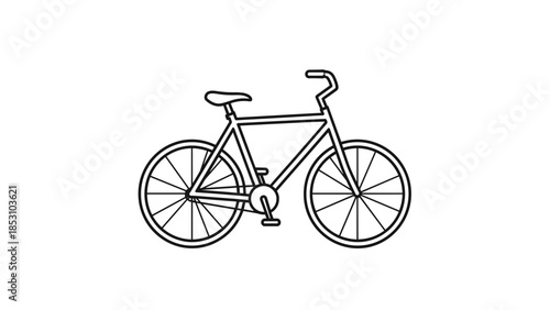 Modern bicycle design in simple black line art style, Generative AI.
