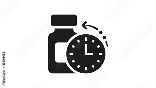 Timer for medication reminder with clock, Generative AI.