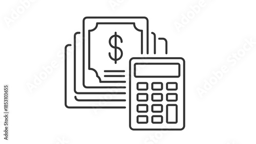 Financial documents and calculator for business expenses and budgeting, Generative AI.